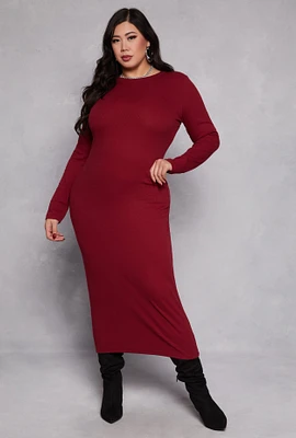 Womens Plus Daisy Long Sleeve Maxi Dress,