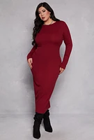 Womens Plus Daisy Long Sleeve Maxi Dress,