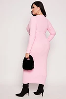 Womens Plus Size Daisy Long Sleeve Maxi Dress, Pink, Size 2X