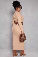 Womens Plus Daisy Turtleneck Long Sleeve Dress,