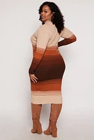 Womens Plus Almost Famous Color Blocked Striped Sweater Dress, Multi,