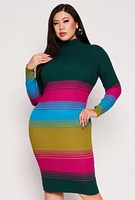 Womens Plus Almost Famous Color Blocked Striped Sweater Dress, Multi,