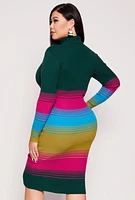 Womens Plus Almost Famous Color Blocked Striped Sweater Dress, Multi,