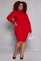 Womens Plus Size Almost Famous Rhinestone Bow Sweater Dress, Red, Size 2X