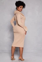 Womens Plus Size Almost Famous Faux Fur Trim Dress, Beige, Size 3X