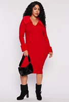 Womens Plus Almost Famous Faux Fur Trim Dress, Red,