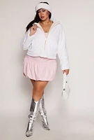 Womens Plus Size Faux Fur Zip Front Jacket, White