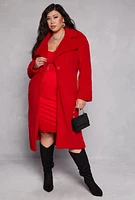 Womens Plus Size Sherpa Teddy Coat, Red, Size 2X