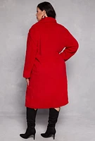 Womens Plus Size Sherpa Teddy Coat, Red, Size 2X