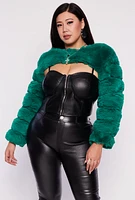 Womens Plus Faux Fur Pullover Bolero Jacket,