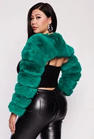 Womens Plus Faux Fur Pullover Bolero Jacket,