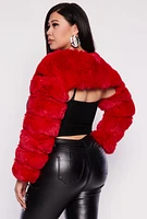 Womens Plus Size Faux Fur Pullover Bolero Jacket, Red, Size 3X