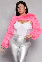 Womens Plus Size Faux Fur Pullover Bolero Jacket, Pink, Size 1X