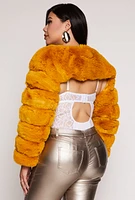 Womens Plus Faux Fur Pullover Bolero Jacket,