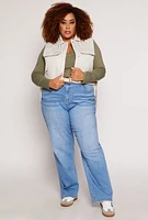 Womens Plus Size Almost Famous Quilted Cropped Vest, White, Size 2X