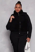 Womens Plus Size Almost Famous Sherpa Vest, Black, Size 1X