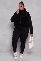 Womens Plus Size Almost Famous Sherpa Vest, Black, Size 2X