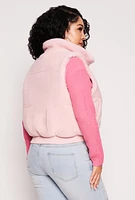 Womens Plus Almost Famous Sherpa Vest, Pink,
