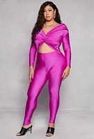 Womens Plus Size Twist Front Cut Out Jumpsuit, Pink, Size 3X