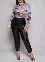 Womens Plus Mesh Printed Mock Neck Bodysuit, Multi,