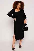 Womens Plus Size Almost Famous 3D Rose Sweater Dress, Black, Size 3X