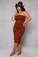 Womens Plus Size Almost Famous Abstract Tube Sweater Dress, Orange, Size 1X