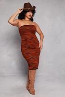 Womens Plus Size Almost Famous Abstract Tube Sweater Dress, Orange, Size 1X