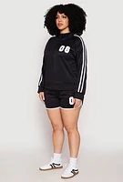 Womens Plus Size 08 Varsity Stripe Track Jacket, Black, Size 2X