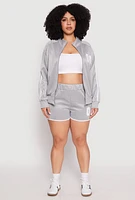 Womens Plus 08 Varsity Stripe Track Jacket, Grey,