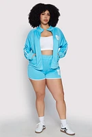Womens Plus Size 08 Varsity Stripe Track Jacket, Blue, Size 1X