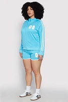 Womens Plus Size 08 Varsity Stripe Track Jacket, Blue, Size 1X