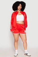 Womens Plus Size 08 Varsity Stripe Track Jacket, Red, Size 1X
