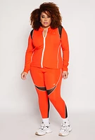 Womens Plus Size Mesh Insert Track Jacket, Orange, Size 1X