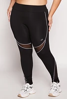 Womens Plus Size Mesh Insert Active Leggings, Black, Size 3X