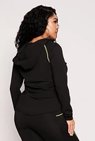 Womens Plus Decorative Stitch Hooded Track Jacket,