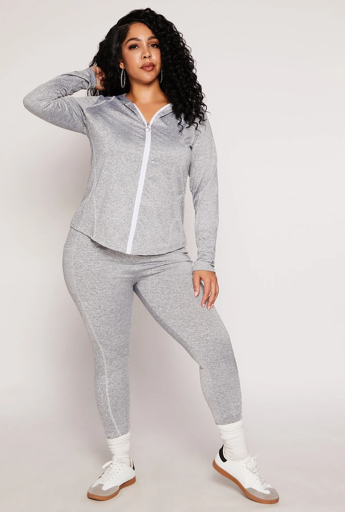 Womens Plus Size Decorative Stitch Pocket Leggings, Grey, Size 4X