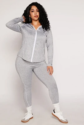 Womens Plus Size Decorative Stitch Pocket Leggings, Grey, Size 4X