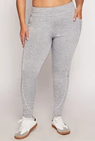 Womens Plus Size Decorative Stitch Pocket Leggings, Grey, Size 4X