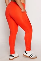Womens Plus Decorative Stitch Pocket Leggings, Orange,