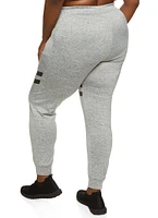 Womens Plus Size Varsity Stripe Detail Drawstring Joggers, Grey, Size 2X