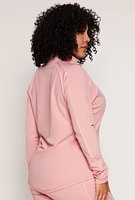 Womens Plus Size Contrast Piping Zip Front Track Jacket, Pink, Size 2X