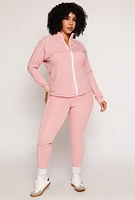 Womens Plus Size Contrast Piping High Waist Leggings, Pink, Size 4X