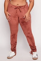 Womens Plus Velour Ruched Leg Sweatpants,