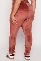 Womens Plus Velour Ruched Leg Sweatpants,