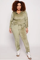 Womens Plus Size Velour Ruched Leg Sweatpants, Green, Size 4X