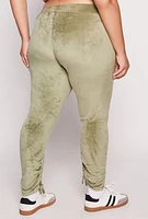 Womens Plus Size Velour Ruched Leg Sweatpants, Green, Size 4X