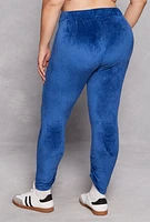 Womens Plus Size Velour Ruched Leg Sweatpants, Blue, Size 3X