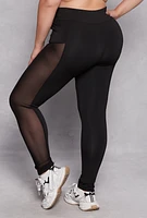 Womens Plus Mesh Insert Active Leggings,