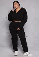 Womens Plus Toggle Drawstring Cropped Hoodie, 2X