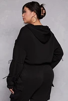 Womens Plus Toggle Drawstring Cropped Hoodie, 2X